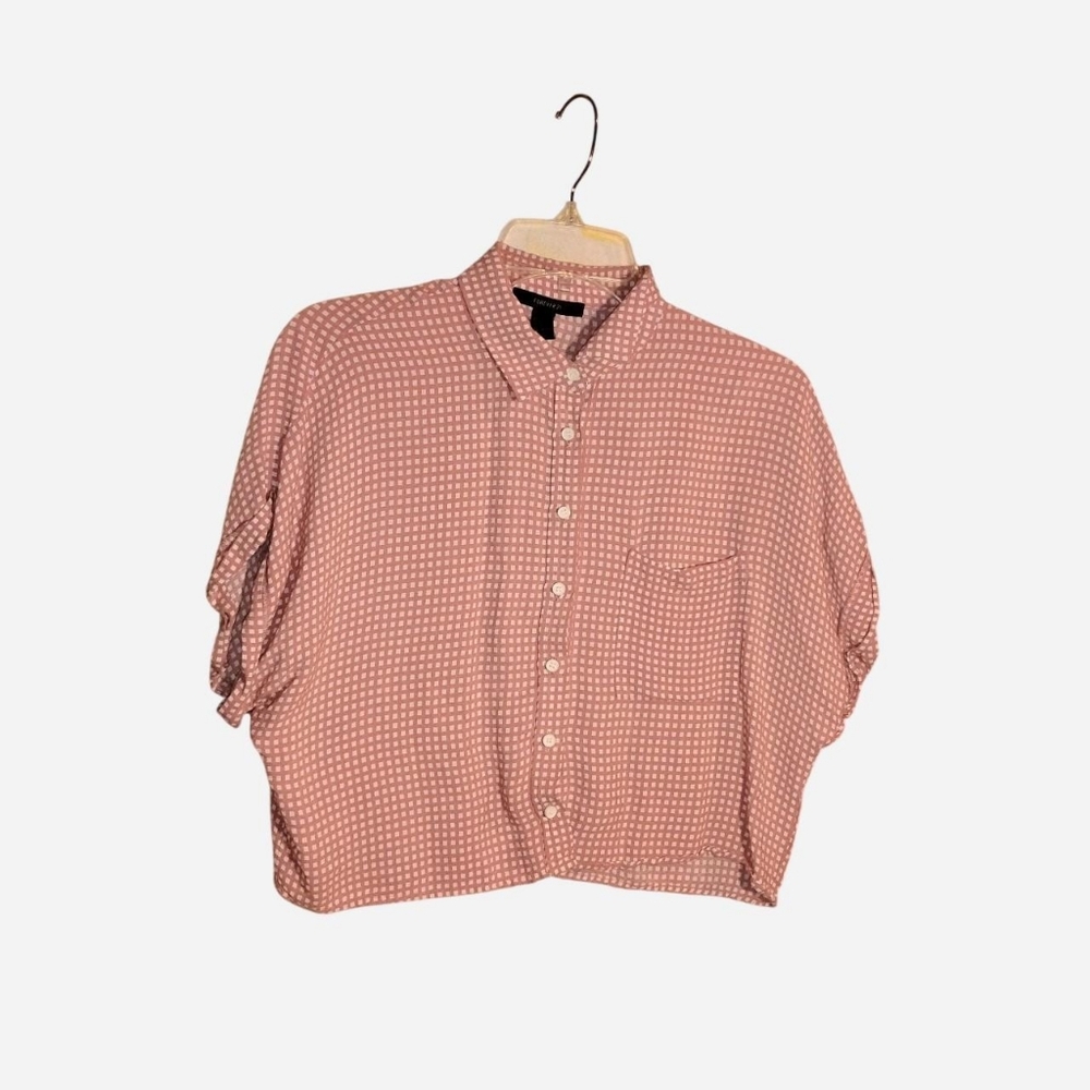 Forever 21 Gingham Crop Button Down | Dusty Rose Pink S